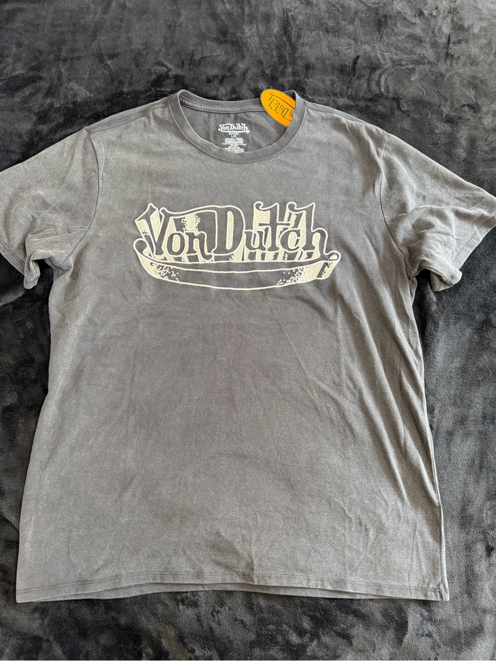 Von Dutch Men's Grey Logo Crewneck T-Shirt L/G